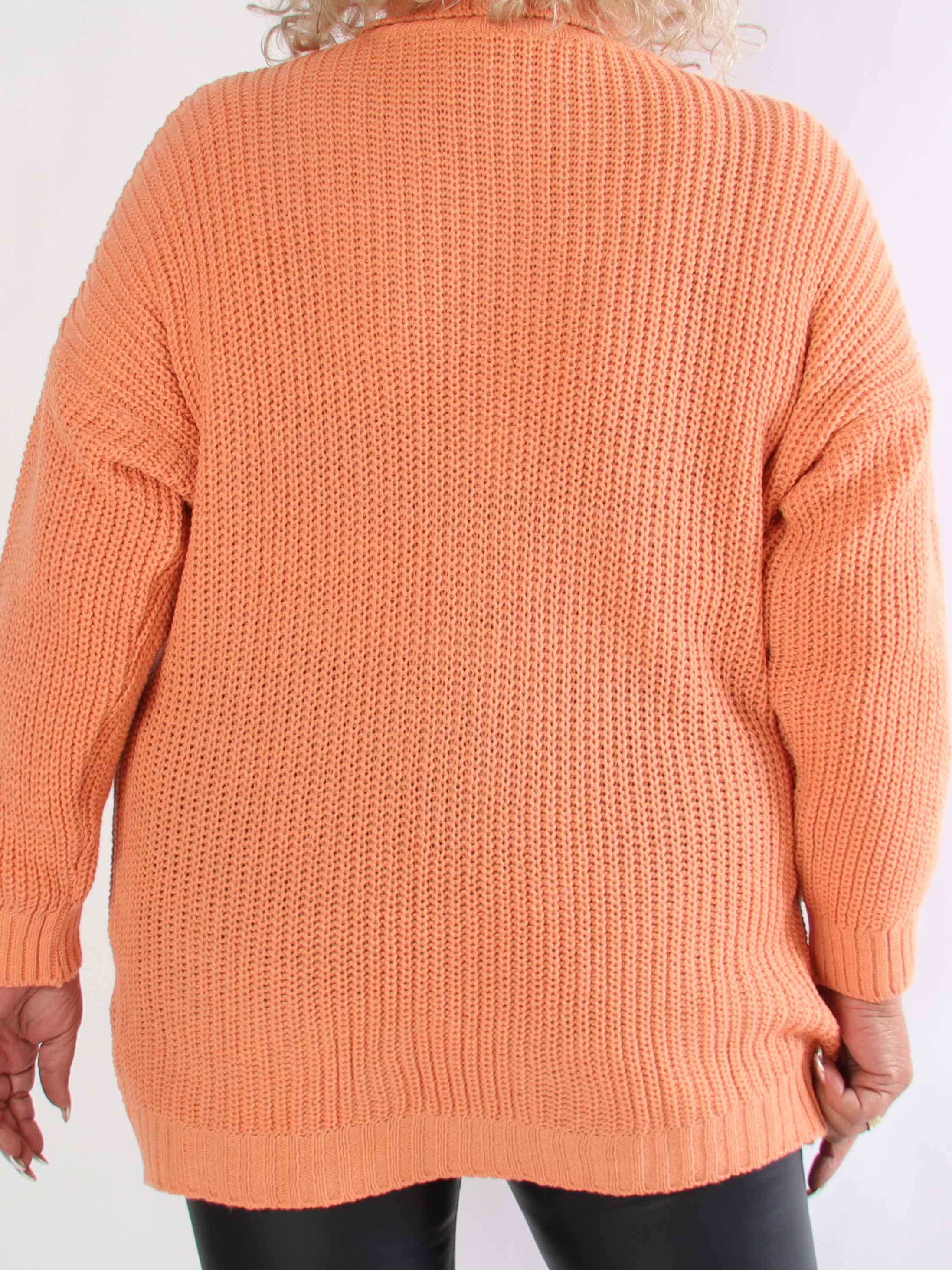 Cindy - Enfärgad mysig stickad plus size tröja med polotröja
